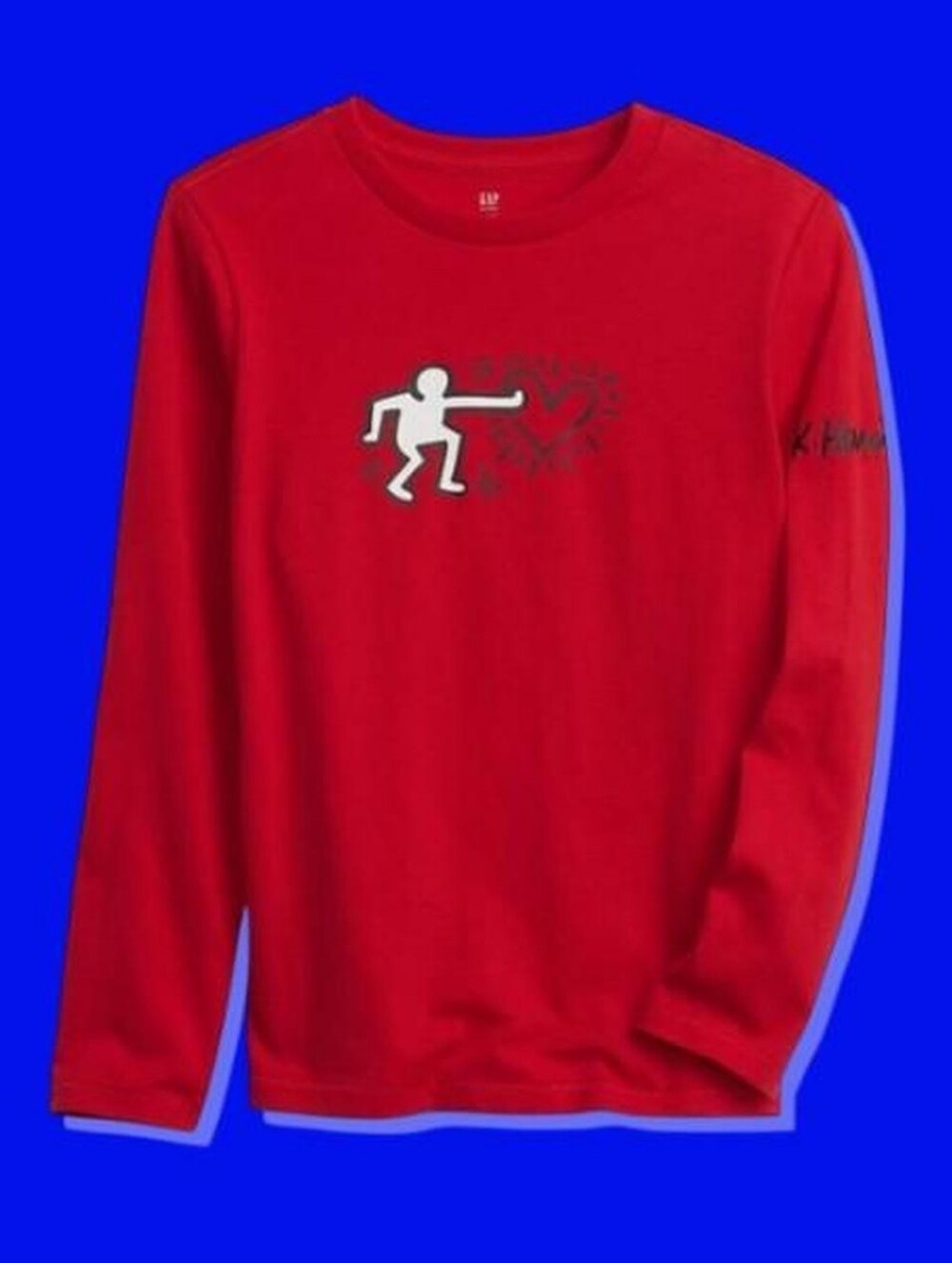 NWOT Keith Haring x Gap graphic long sleeve crew neck t-shirt - red - teen size